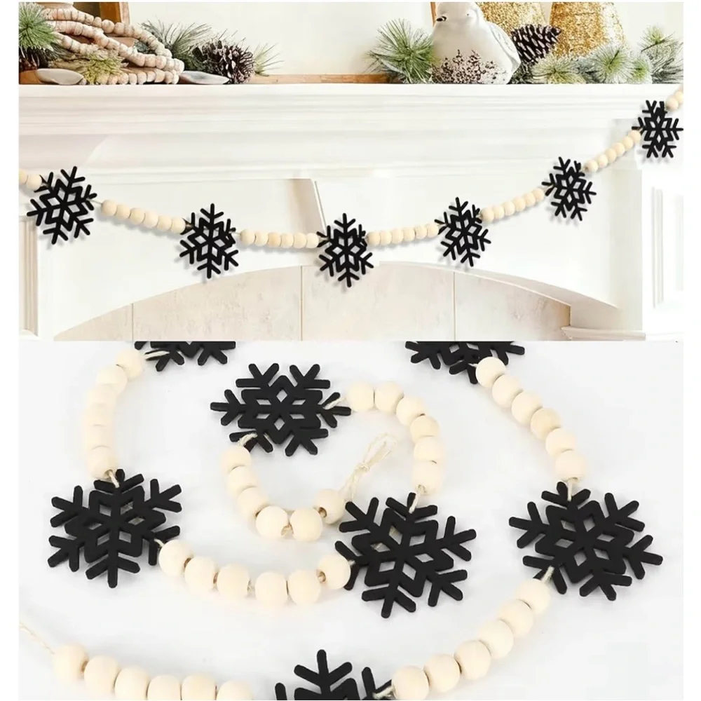 Wooden Bead Snowflake Garland